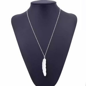 Vintage Feather Silver Chain Necklace